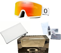 Oakley Target Line M OO7121 White w/Fire Iridium Ski Goggles For Men For Women + BUNDLE with Designer iWear Eyewear Kit