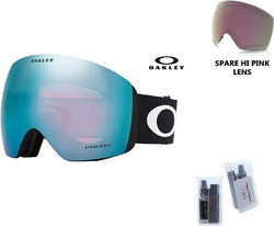 Oakley Flight Deck L OO7050 Black / Sapphire Ski Goggles For Men For Women + Spare Oakley Hi Pink Lens + BUNDLE with Designer iWear Eyewear Kit