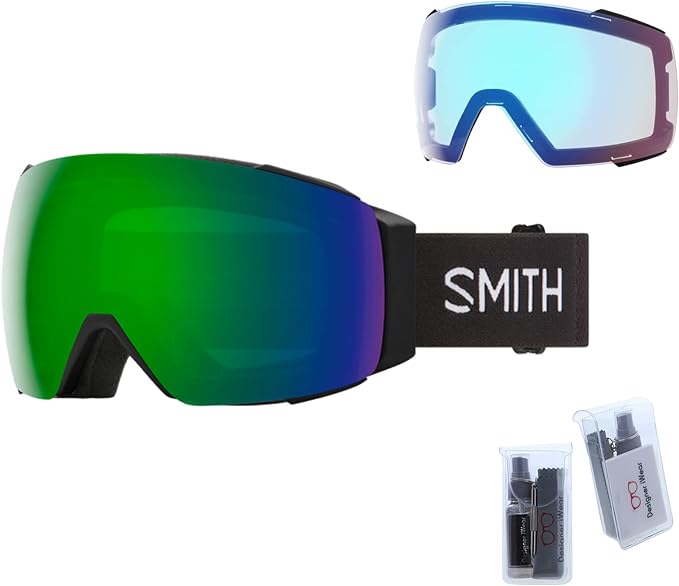 Smith I/O MAG French Navy/ChromaPop Sun Black Medium fit Goggles + Spare Storm Rose Flash Lens + BUNDLE with Designer iWear Kit