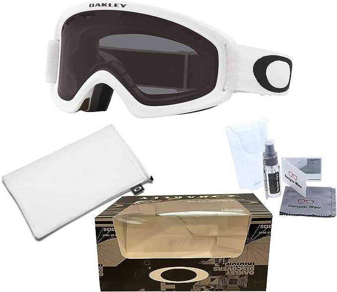 Oakley O-Frame 2.0 Pro S OO7126 Matte White / Dark Grey Ski Goggles For Men For Women + BUNDLE with Designer iWear Eyewear Kit