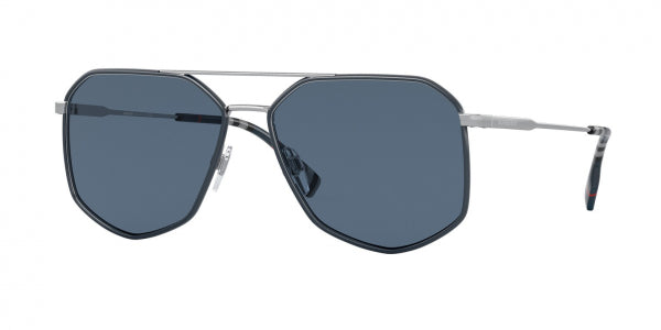 Burberry Ozwald BE3139 100580 58MM Silver/Blue / Blue Irregular Sunglasses for Men + BUNDLE With Designer iWear Eyewear Kit