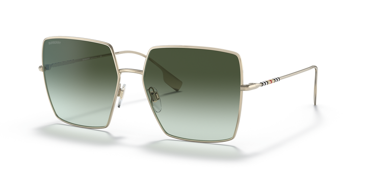 Burberry Daphne BE3133 11098E 58MM Light Gold/Gradient Green Square Sunglasses for Women + BUNDLE With Designer iWear Eyewear Kit