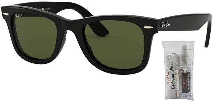 Ray-Ban RB4340 WAYFARER 601/58 50M Black/Green Polarized Sunglasses For Men For Women + BUNDLE with Designer iWear Care Kit