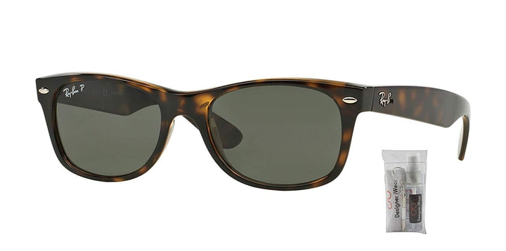 Ray-Ban RB2132 NEW WAYFARER Sunglasses for Men for Women + BUNDLE with Designer iWear Eyewear Kit (Tortoise/Polar Green Polarized)