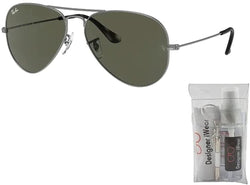 Ray Ban RB3025 919031 62MM Sand Transparent Grey / g.15 Green Pilot Sunglasses for Men for Women + BUNDLE with Designer iWear Eyewear Kit