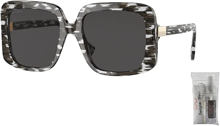 Burberry Penelope BE4363 397887 55MM White/Black / Dark Grey Square Sunglasses for Women + BUNDLE With Designer iWear Eyewear Kit