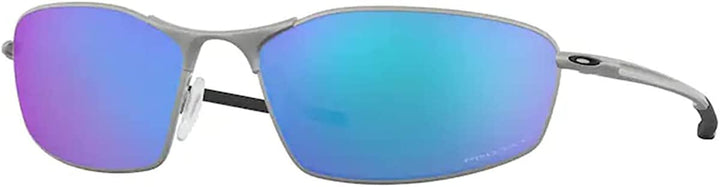 Oakley Whisker OO4141 414104 60MM Satin Chrome / Prizm Sapphire Oval Sunglasses for Men + BUNDLE With Oakley Accessory Leash + Designer iWear Kit