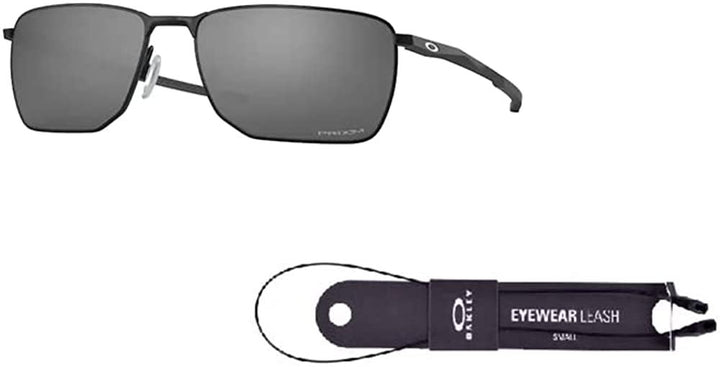 Oakley Ejector OO4142 OO414201 58MM Satin Black / Prizm Black Rectangle Sunglasses for Men + BUNDLE With Oakley Accessory Leash + Designer iWear Kit
