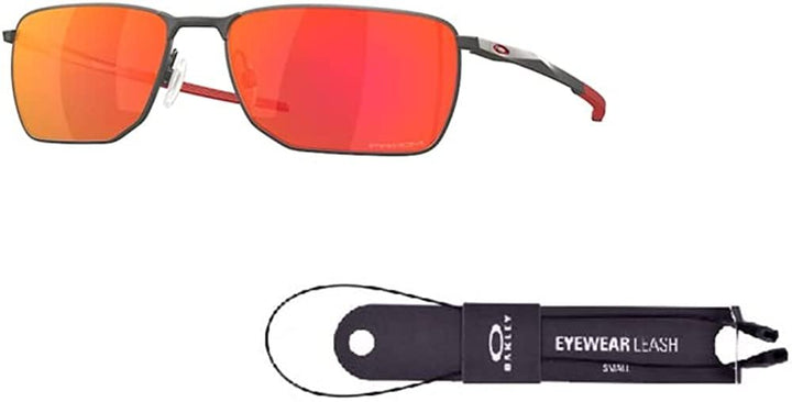 Oakley Ejector OO4142 OO414202 58MM Matte Gunmetal / Prizm Ruby Rectangle Sunglasses for Men + BUNDLE With Oakley Accessory Leash + Designer iWear Kit