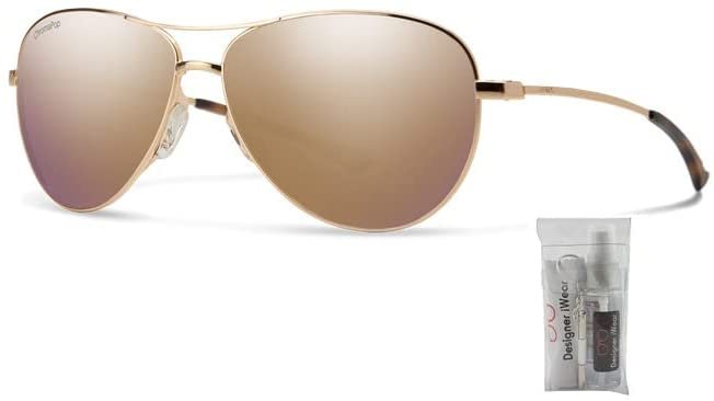 Smith Langley 000609V 60MM Rose Gold / Chromapop Polarized Rose Gold Mirror Aviator Sunglasses for Men for Women + BUNDLE With Designer iWear Eyewear Kit