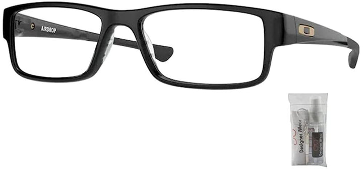 Oakley Airdrop OX8046 804602 57MM Black Ink Rectangle Eyeglasses for Men + BUNDLE With Designer iWear Eyewear Kit