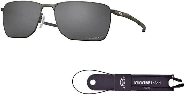 Oakley Ejector OO4142 OO414203 58MM Carbon / Prizm Black Polarized Rectangle Sunglasses for Men + BUNDLE With Oakley Accessory Leash + Designer iWear Kit