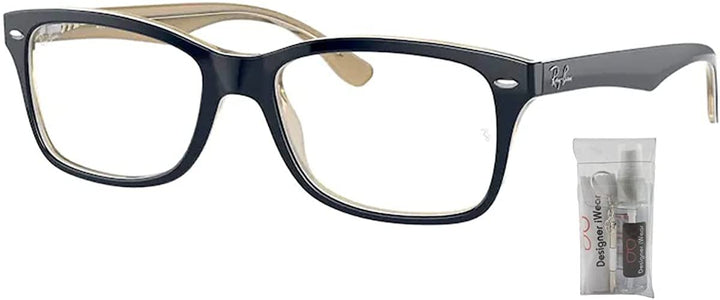 Ray Ban RX5228 8119 50MM Blue on Transparent Light Brown Square Eyeglasses for Men for Women + BUNDLE With Designer iWear Eyewear Kit