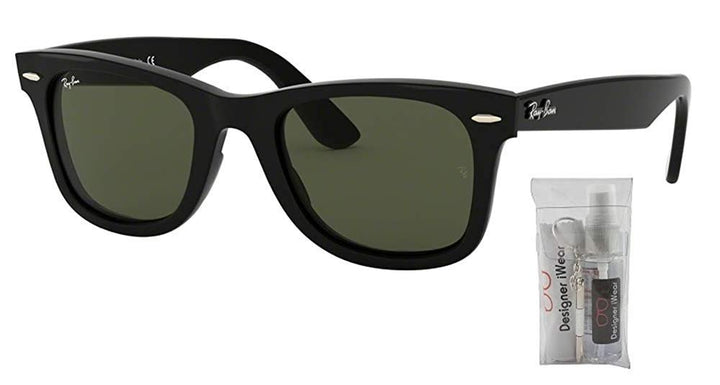 Ray-Ban RB4340 WAYFARER 601 50M Black/Green Sunglasses For Men For Women + BUNDLE with Designer iWear Care Kit