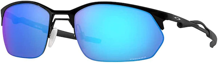 Oakley Wire Tap 2.0 OO4145 41450 60MM Satin Black / Prizm Sapphire Rectangle Sunglasses for Men + BUNDLE With Oakley Accessory Leash + Designer iWear Kit