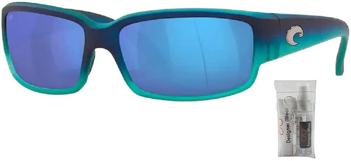 Costa Del Mar Caballito 6S9025 902519 59MM 73 Matte Caribbean Fade / Blue Mirror 580g Polarized Rectangle Sunglasses for Men + BUNDLE with Designer iWear Eyewear Kit