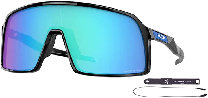Oakley Sutro OO9406 OO940690 37MM Polished Black / Prizm Sapphire Rectangle Sunglasses for Men + BUNDLE With Designer iWear Eyewear Kit