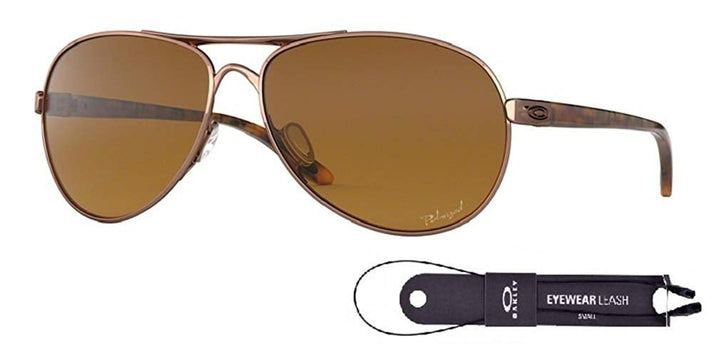 Oakley Feedback OO4079 407914 59M Rose Gold/Brown Gradient Polarized Sunglasses For Men For Women + BUNDLE With Oakley Accessory Leash + BUNDLE with Designer iWear Eyewear Kit