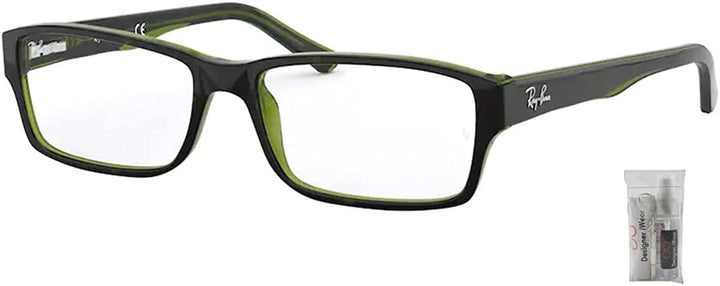 Ray Ban RX5169 2383 52MM Havana on Green Transparent Rectangle Eyeglasses for Men for Women + BUNDLE With Designer iWear Eyewear Kit