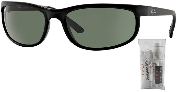 Ray-Ban RB2027 PREDATOR 2 W1847 62M Black/Matte Black/Crystal Green Sunglasses For Men For Women + BUNDLE with Designer iWear Care Kit + BUNDLE with Designer iWear Care Kit