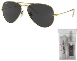 Ray Ban RB3025 919648 55MM Legend Gold / Black Polarized Pilot Sunglasses for Men for Women + BUNDLE with Designer iWear Care Kit