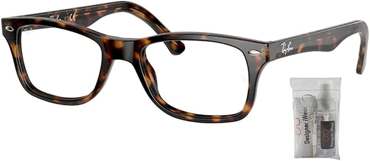 Ray Ban RX5228 5014 53MM Black on Textured White Square Eyeglasses for Men for Women + BUNDLE With Designer iWear Eyewear Kit