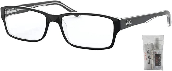 Ray Ban RX5169 2034 54MM Black on Transparent Rectangle Eyeglasses for Men for Women + BUNDLE With Designer iWear Eyewear Kit