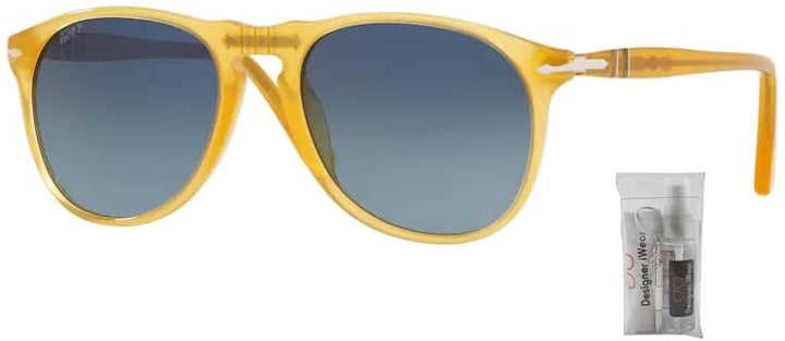Persol PO9649S 204/SE 52MM Miele / Polarized Gradient Blue Pilot Sunglasses for Men + BUNDLE With Designer iWear Eyewear Kit