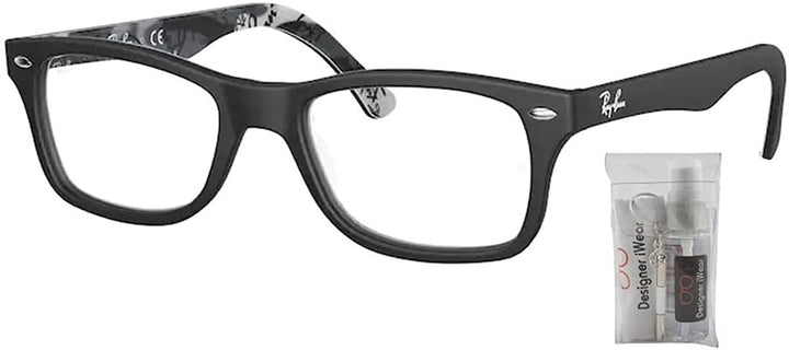 Ray Ban RX5228 5405 50MM Black on Texture Camuflauge Square Eyeglasses for Men for Women + BUNDLE With Designer iWear Eyewear Kit