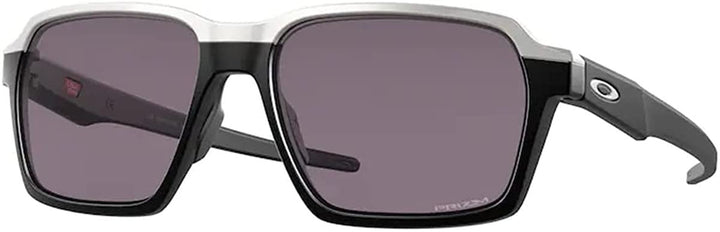 Oakley Parlay OO4143 414301 58MM Matte Black / Prizm Grey Rectangle Sunglasses for Men + BUNDLE With Oakley Accessory Leash + Designer iWear Kit
